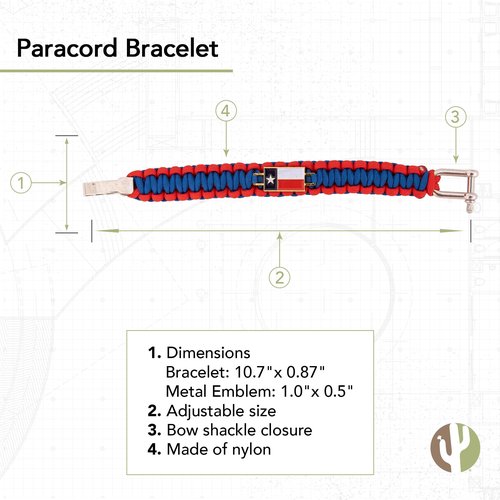 Desert Cactus Texas Flag Paracord Bracelet - Adjustable Size (Paracord)