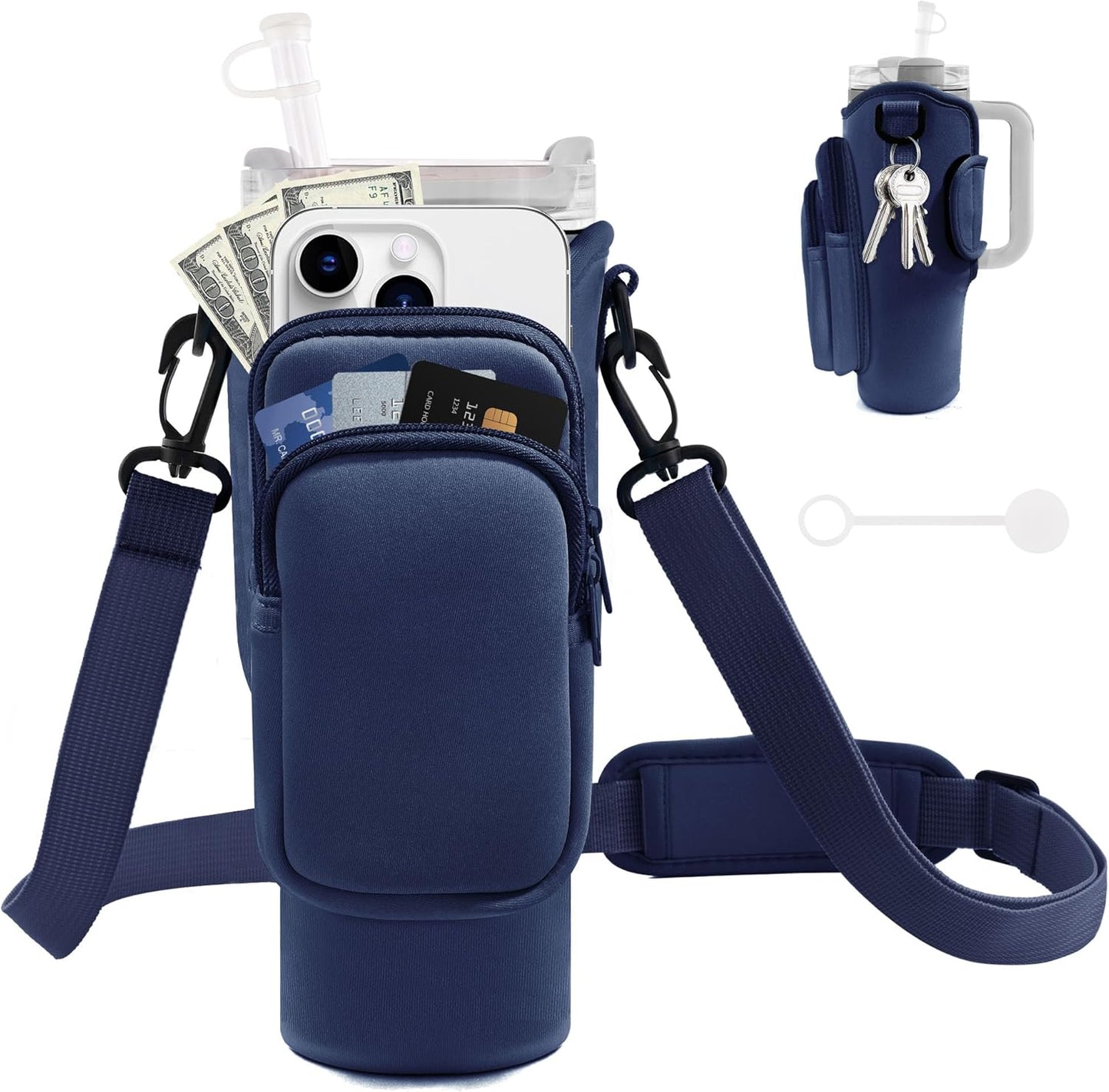 Water Bottle Carrier Bag for Stanley Cup 40/30 Oz | Adjustable Strap & Phone Pocket