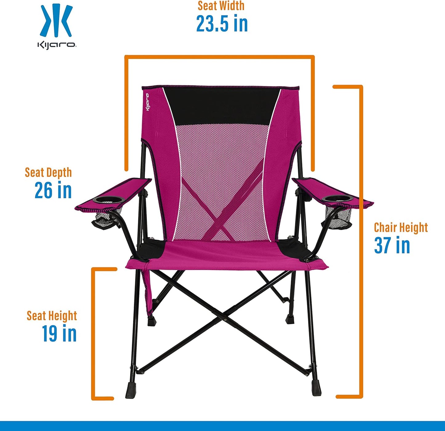 Kijaro Portable Camping Chairs - Enjoy the Outdoors with a Versatile Folding Sports Chair for Outdoor & Lawn - Dual Lock Feature Locks Position – Hallet Peak Gray