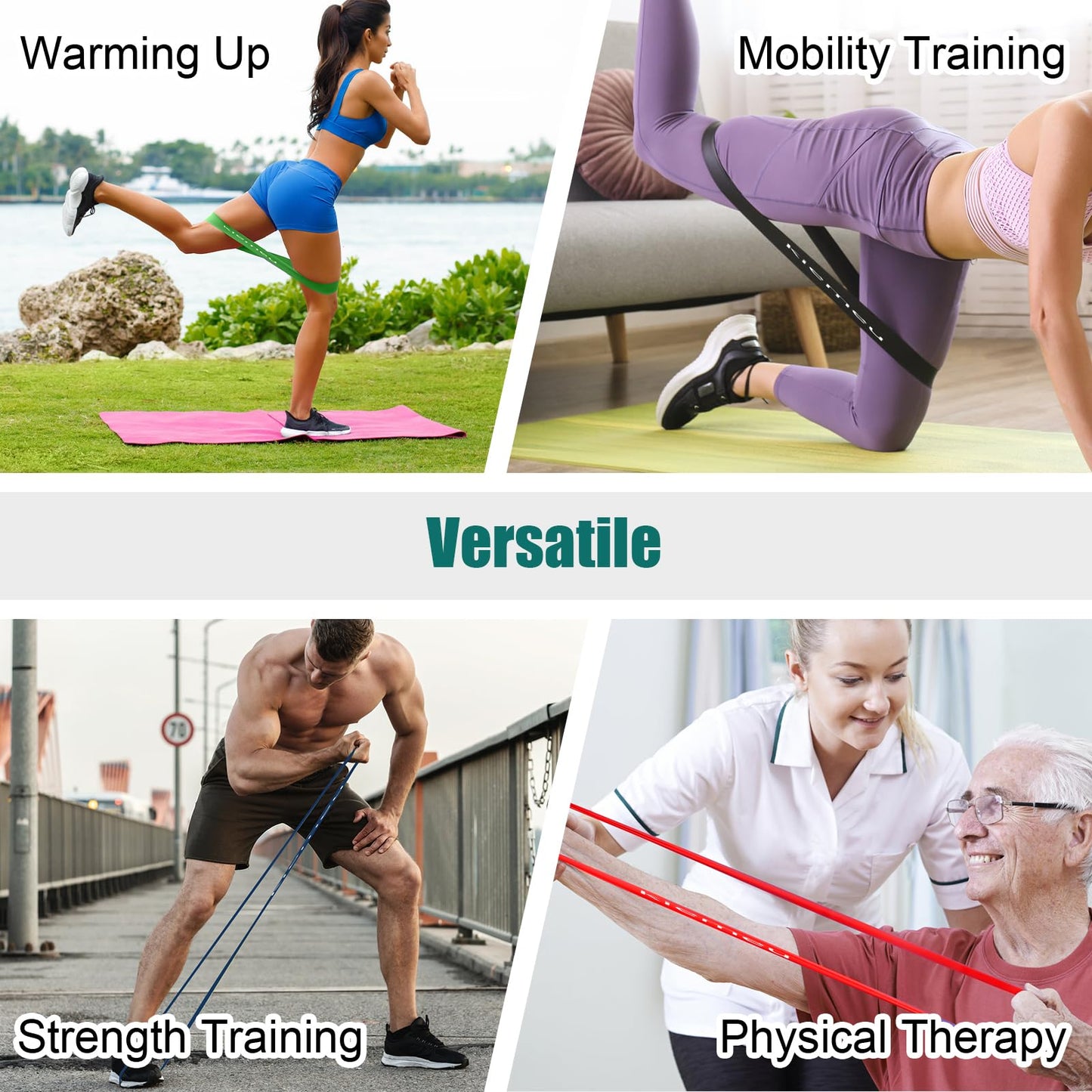 Kiemeu Mini Loop Resistance Bands for Working Out Legs, Elastic Stretch Bands for Exercise Loop Bands, Rubber Exercise Bands for Physical Therapy and Rehab, 6 cm Upgraded Version