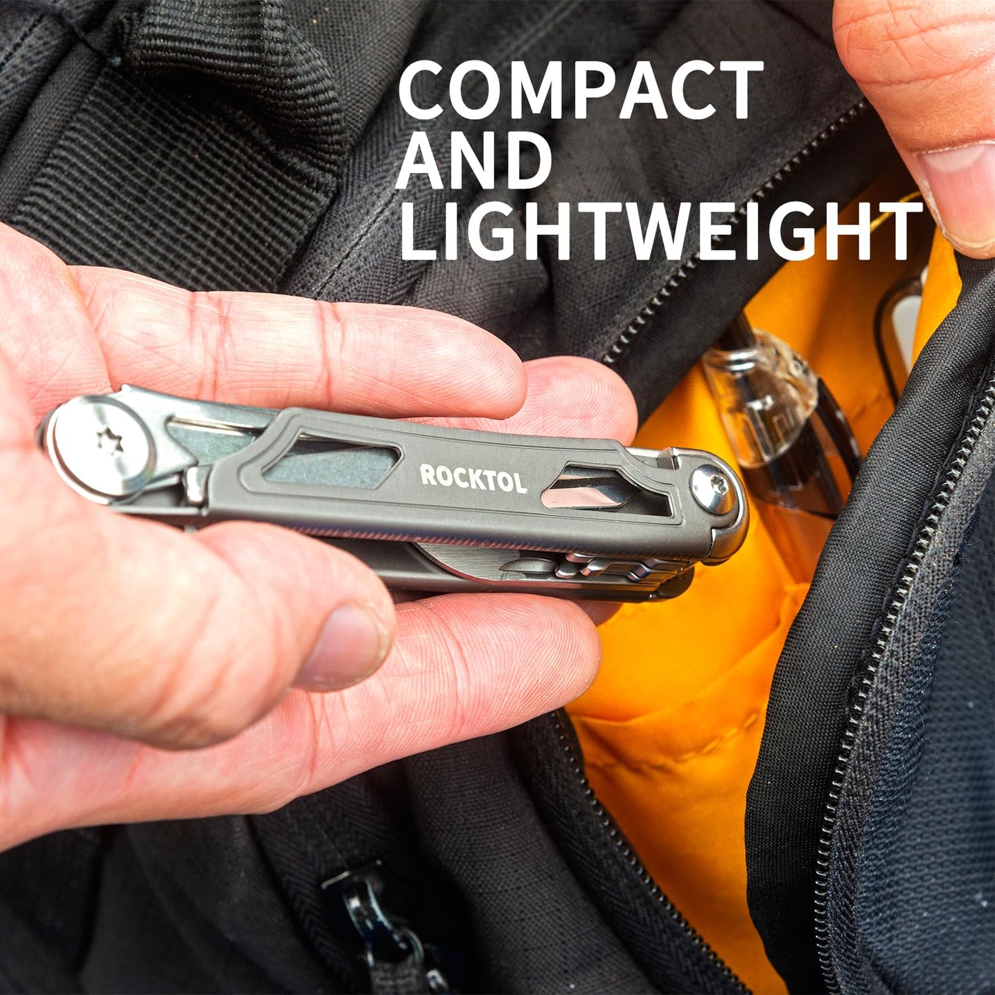 ROCKTOL Multitool Pocket Knife,12-in-1 Multitool Knife,Titanium-Plated Handle,Pocket Clip,Large Scissors,Stainless Steel for Camping, Hiking, Survival, multitool for Men