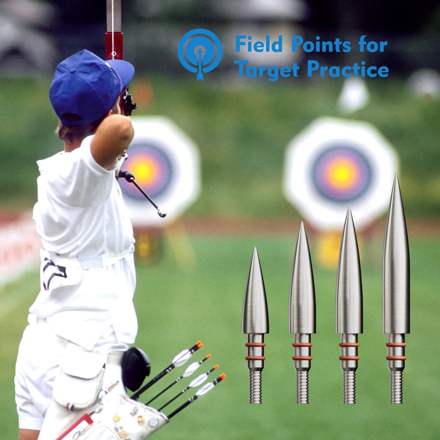 12pcs Archery Arrow Tips 100/125/150/200 Grain Field Tips 5/16 Inch, Stainless Steel Screw in Bullet Points, Archery Target Crossbow Practice Tip for Recurve Bow, Compound Bow, Hunting Bow