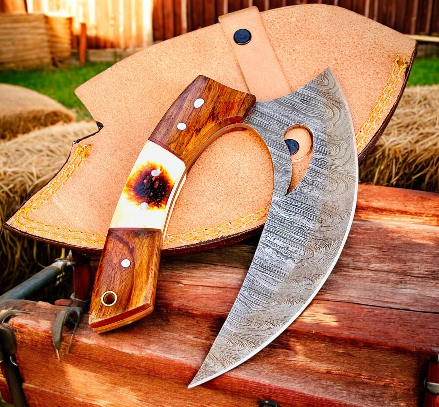 TTC-111 Custom Handmade Ulu kitchen Knife -Wood Handle (TTC-111)