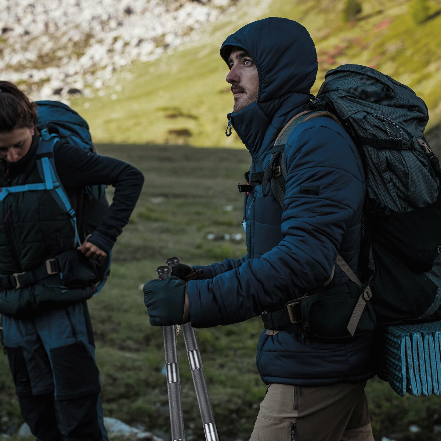 aiGear Survive Walking Hiking Stick - Outdoor Survival Hiking Staff Multitool Gear Adjustable Trekking Poles for Survival Camping Hiking 8 Tubes