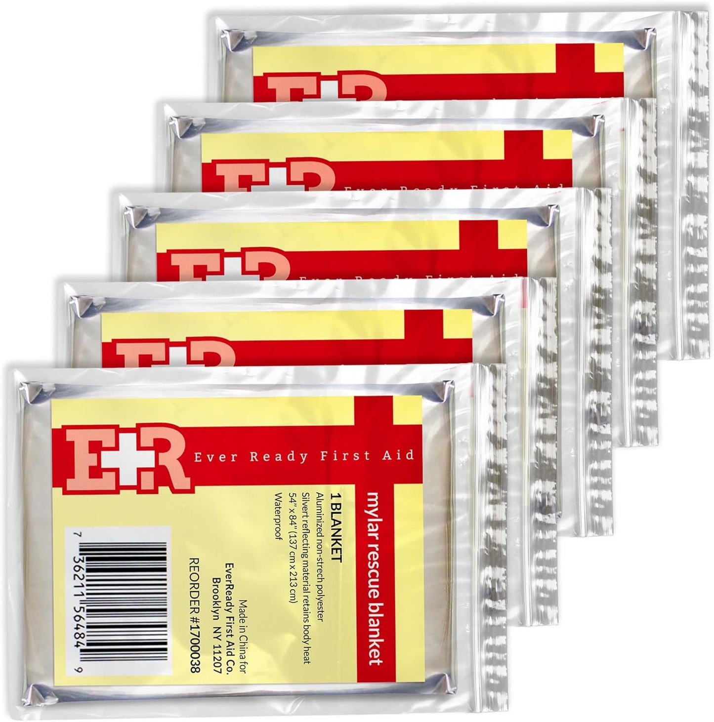 Ever Ready First Aid Mylar Rescue Blanket, Large Silver Thermal Sheet for Emergency and Survival, 54” x 84” – 20 Count