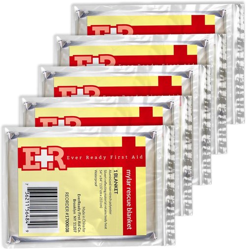 Ever Ready First Aid Mylar Rescue Blanket, Large Silver Thermal Sheet for Emergency and Survival, 54” x 84” – 20 Count