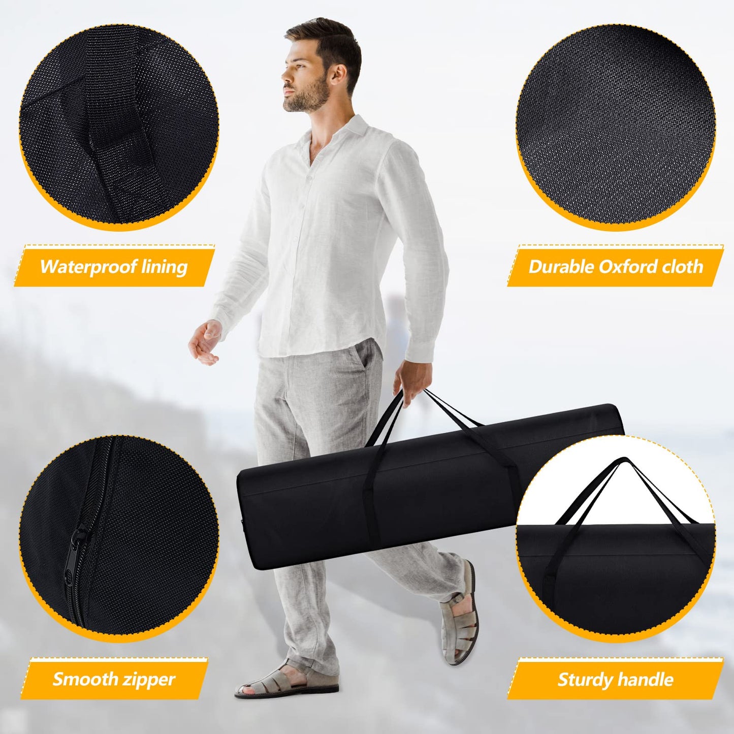 Riakrum 3 Pieces 43.31 Inches Folding Camp Chair Replacement Bag Camping Equipment Bag Large Duffel Bag with Handles for Travel Tent Storage Carrying Sports Gear, Black