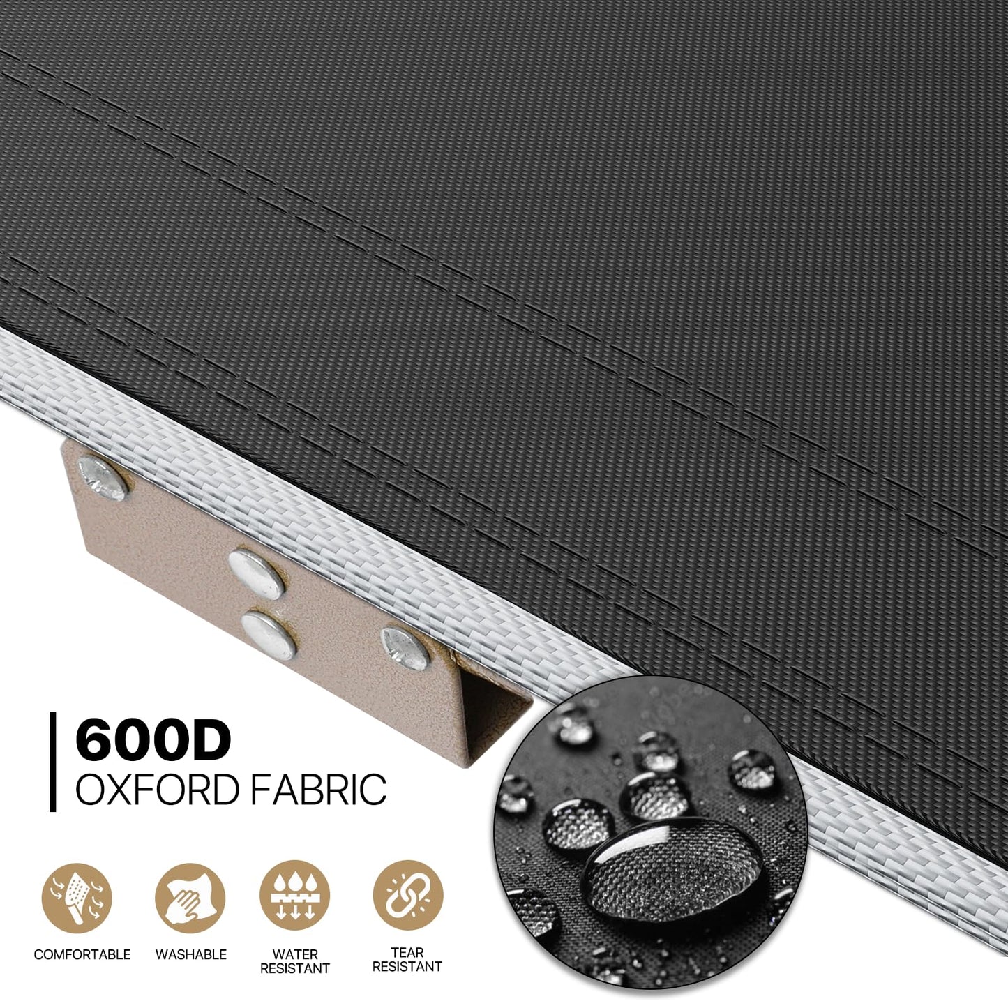 MoNiBloom Folding Sleeping Cot for Adults, Easy to Set Up Portable & Lightweight Camping Cot for Outdoor Camping, Lounging and Elevated Napping, Support 360 lbs, Black