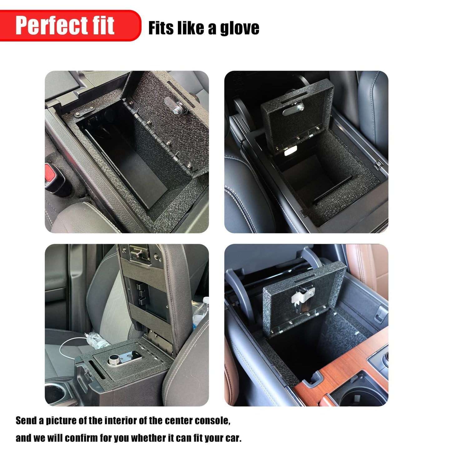 JIKE Center Console Safe Compatible with BMW X5 2019-2025, BMW X6 2020-2025, BMW X7 2019-2025, 4 Digit Lock with Backup Key.