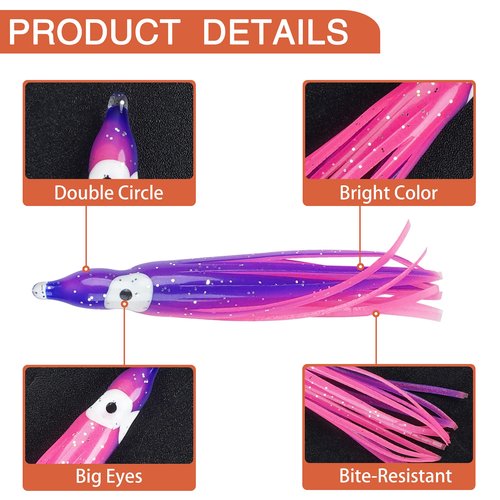 Octopus Squid Skirts Lure,45pcs Multi-Color Soft Plastic Lures Bass Trolling Lure Fishing Baits for Bass Salmon Trout 1.97inch