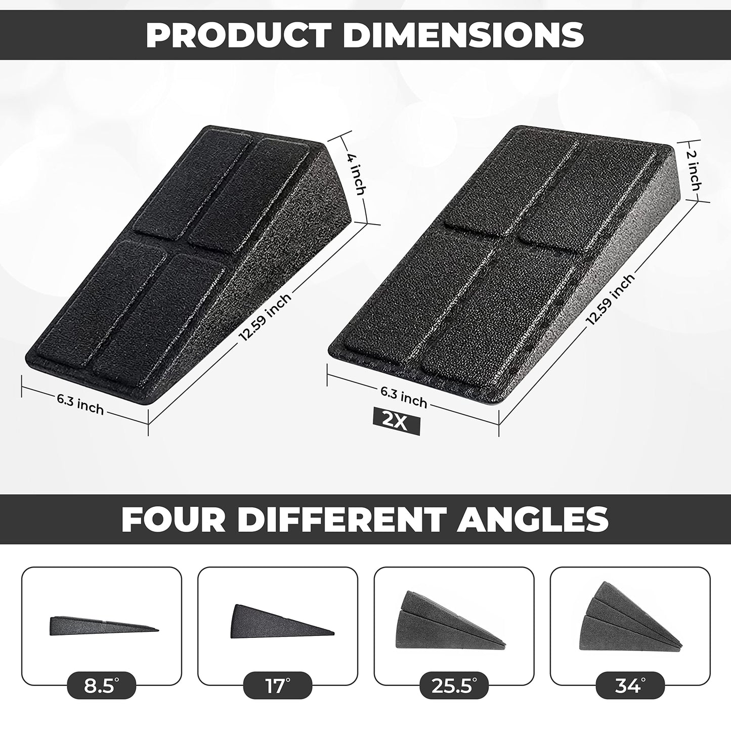 DNC Essentials Squat Wedge 3-Piece Set - Sturdy Squat Wedges with Carry Bag and Band - Multipurpose Squat Wedge Block 3-Pack - Calf Raise Workout Slant Board for Heel Elevated Squats, Yoga – Black