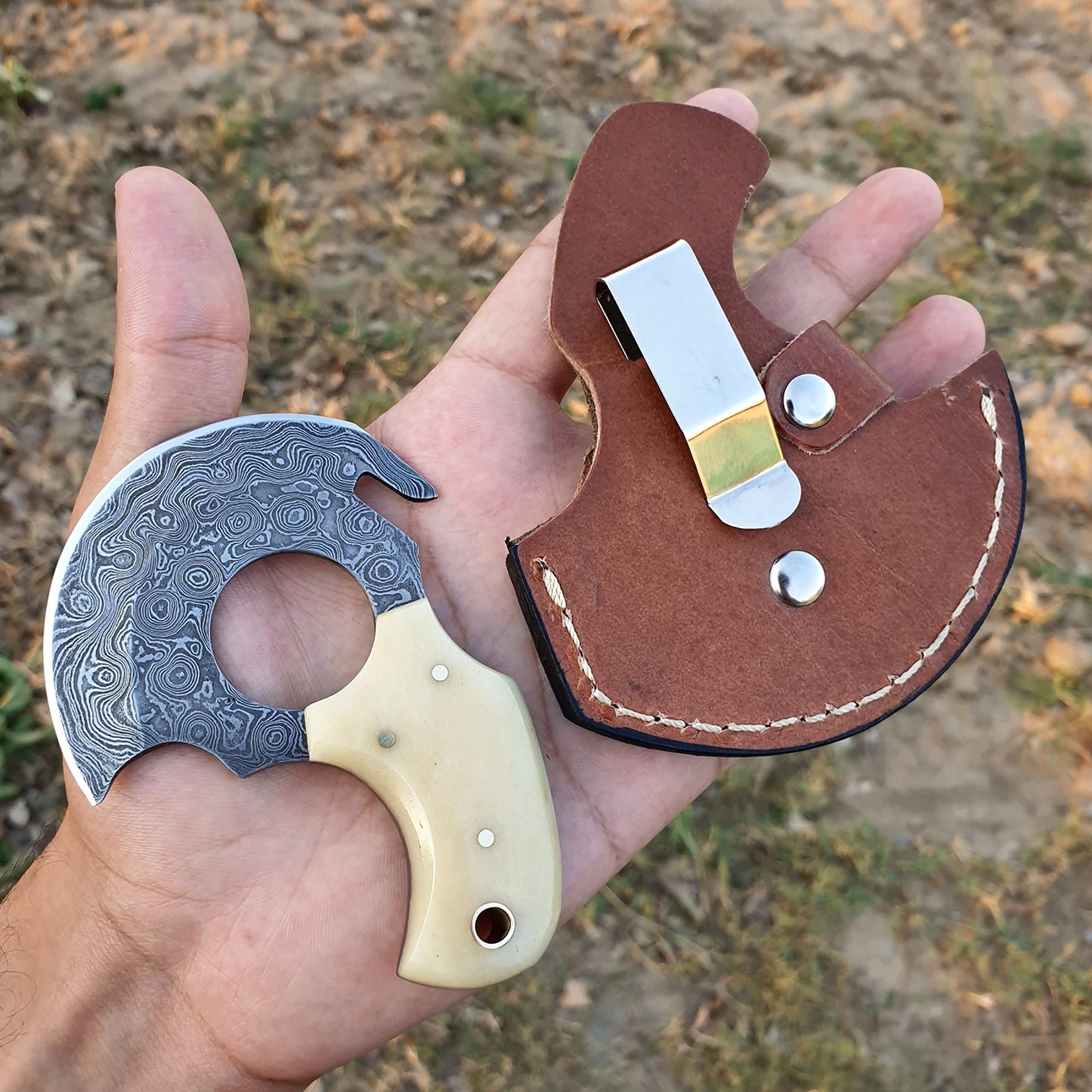 DREVNI STEEL Skinning Knife Bone Handle