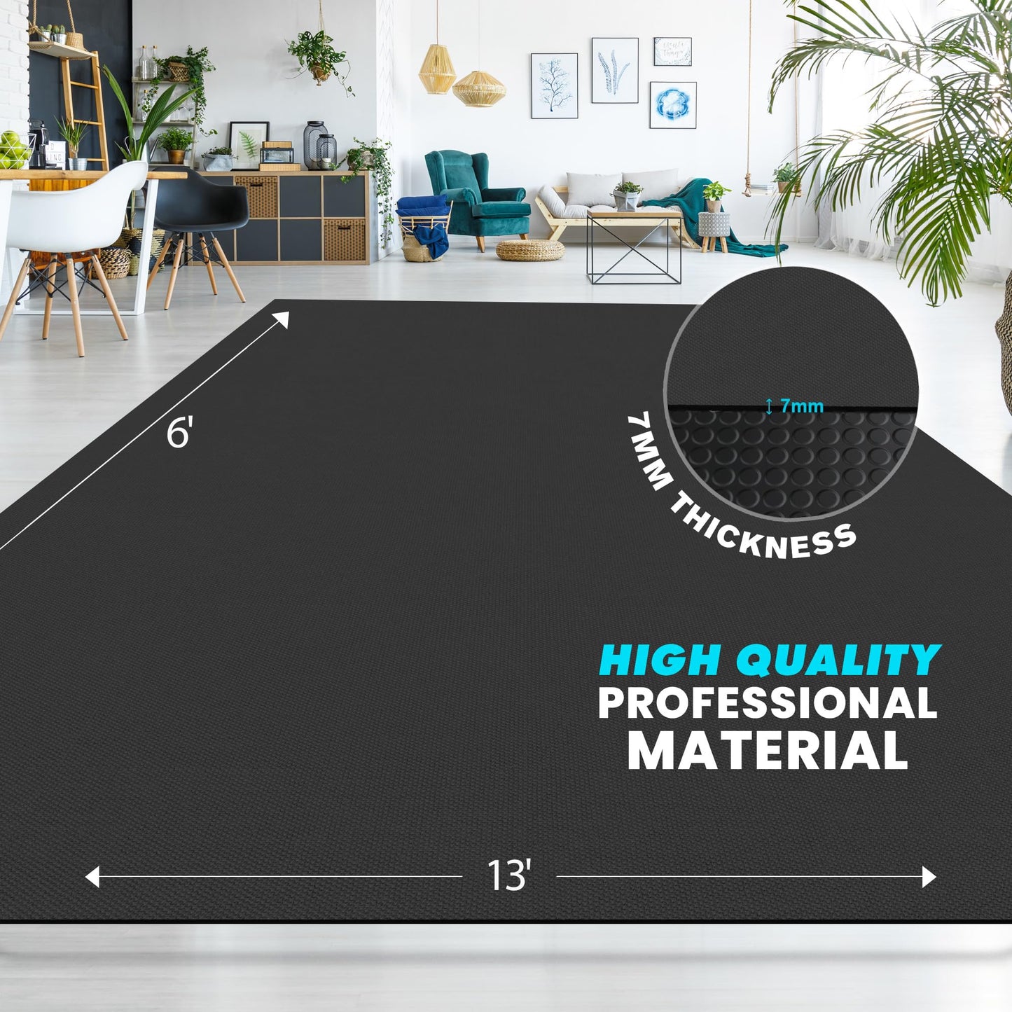 13'x6' Non Slip Extra Large Exercise Mat XL Mats For Home Workout Cardio Fitness Home Gym Mat Non-Toxic Thick Exercise Floor Mats