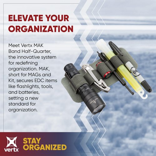 Vertx MAK Band Split – Modular Tactigami Kit Organizer Panel for Flashlights, Tools & Pens, Hook-and-Loop Attachment