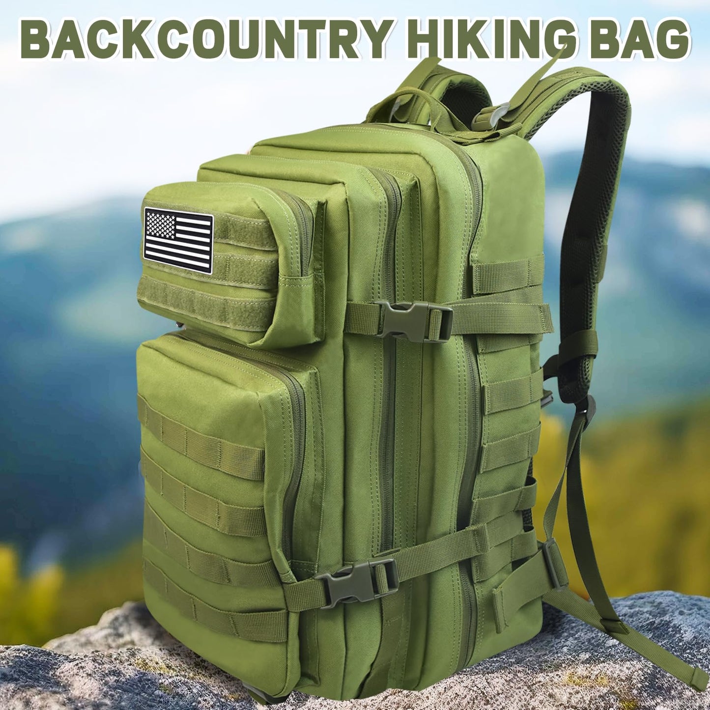 ILLINOS Tactical Backpack For Men, Large Army High Capacity Backpack, Men And Women Camping Escape Backpack, Hunting Assault Military Backpack 47L, 3-Day Evacuation Tactical Backpack