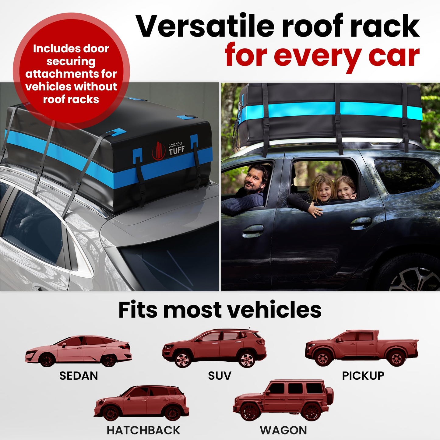 21 Cubic Feet Luggage Carrier for Car Rooftop - Cargo Carrier Bag - Waterproof Top with Anti-Slip Mat, Reinforced Straps, Hooks, Lock - Car Roof Rack Heavy Duty