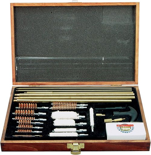 Gunmaster 35pc Deluxe Universal Gun Cleaning Kit in Wood Case