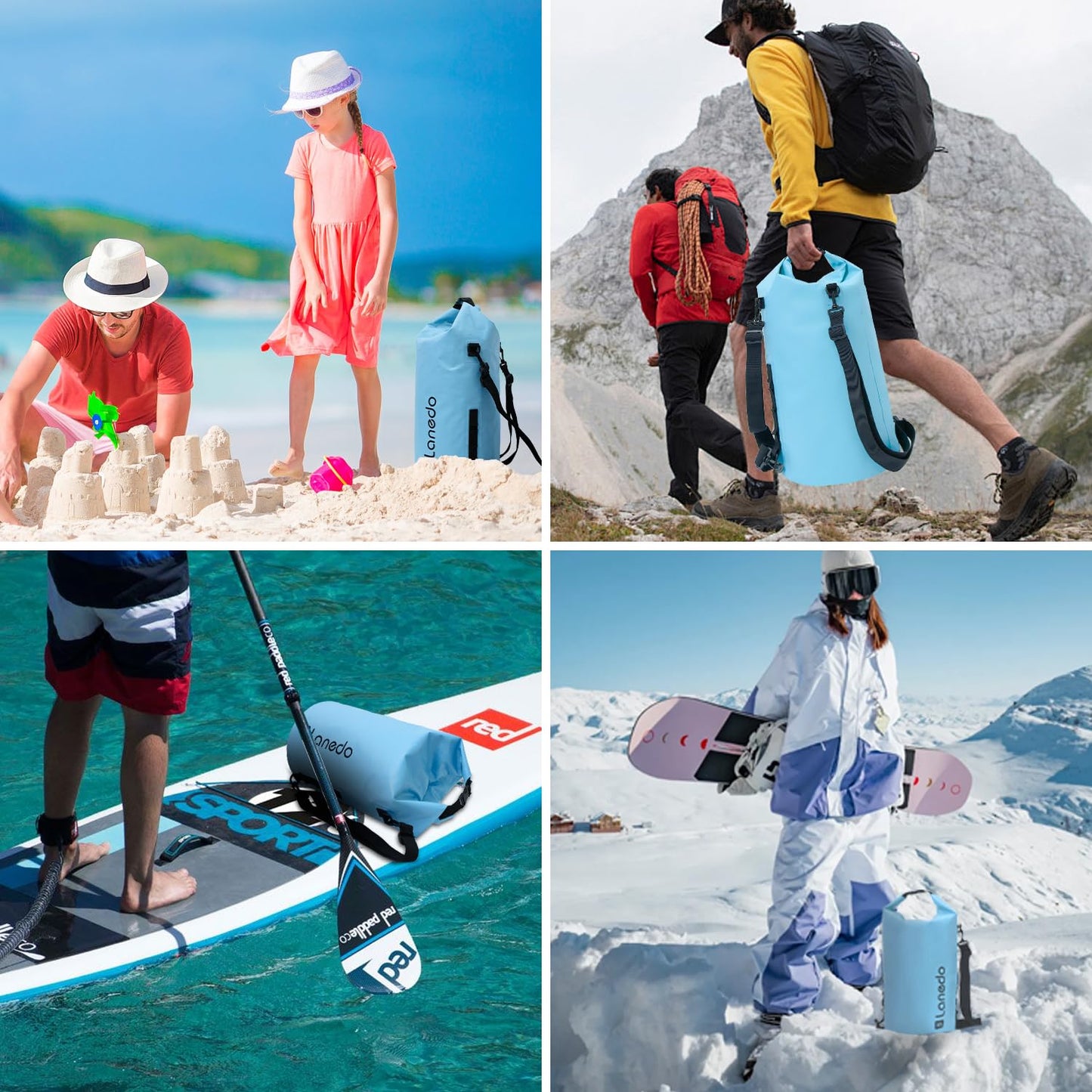 Lanedo Waterproof Dry Bag for Women Men, 30L Roll Top Lightweight Dry Storage Bag Backpack for Travel, Swimming, Boating, Camping, Picnic, Kayaking, Hiking, Skiing, Camping and Beach (blue)