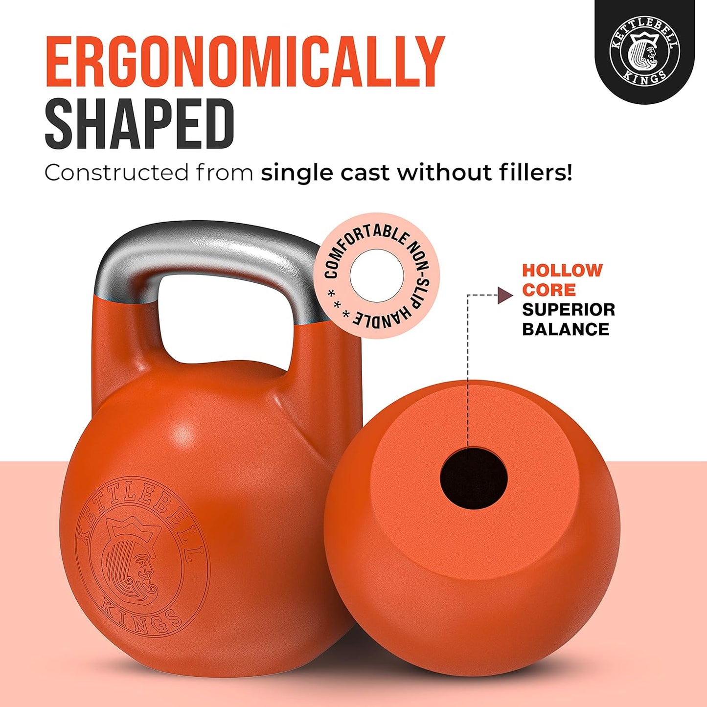 Kettlebell Kings Competition Kettlebells Weight (35mm handle) 8-48 KG | Hand weights Workout Gym Equipment & Strength training sets for Women & Men for Home Gym | Suitable for High Repetition Workouts