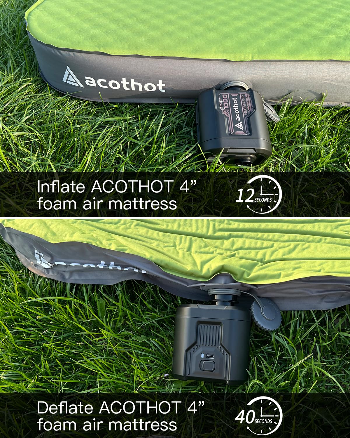 ACOTHOT Double Foam Camping Mattress Bundle with Portable Air Pump