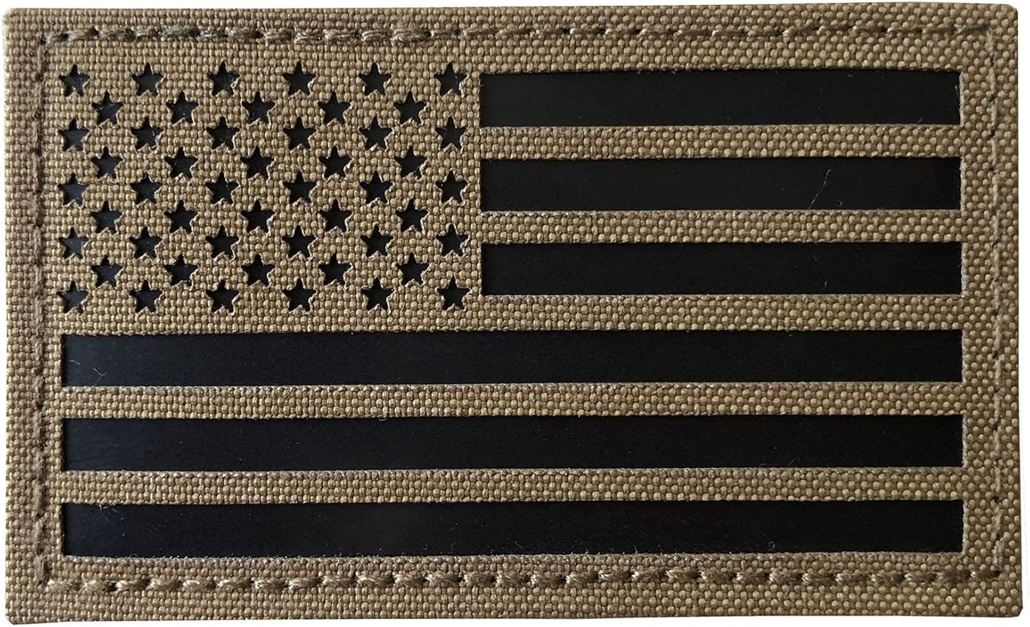 2x3.5 MC Infrared IR US USA American Flag Patch Tactical Vest Patch Hook-Fastener Backing (Forward+Reversed)