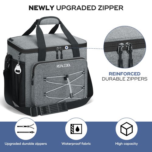 RealCool Soft Cooler Bag 35/45Can, Collapsible Cooler Insulated Leak Proof, Large Lunch Box for Men Women, Soft-Sided Cooler for Picnic, Grocery, Beach, Camping, Travel