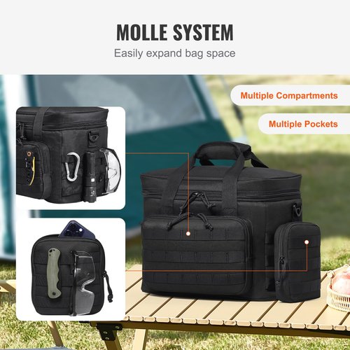 VEVOR Tactical Lunch Box for Men/Women, 20L Lunchbox for Work Insulated Leakproof with MOLLE, Lunch Cooler Box with Storage Bags, Lunch Bags Soft Cooler for Office, Picnic, Hiking, Beach, Camping