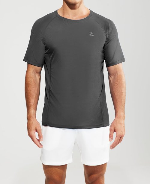 Haimont Men’s Gym T Shirts Short Sleeve Soft Breathable Moisture Wicking Dry Fit Active Sport Tennis Shirts Dark Grey, L