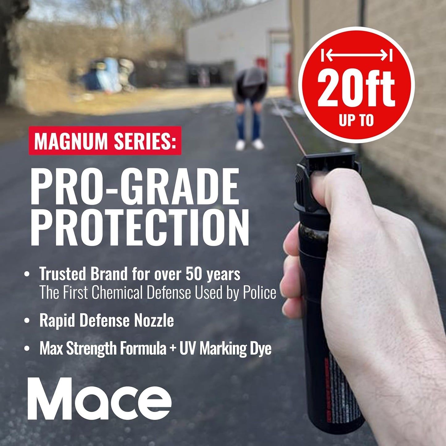 Mace Magnum 3, Magnum 4, or Magnum 9 Pepper Gel Spray, Up to 25 Feet Range, No Wind Blowback, Pepper Spray Gel for Women & Men