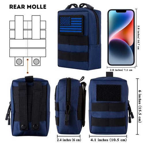 IronSeals Tactical Molle EDC Pouch Multi-Purpose Compact Pack Water-Resistant Utility Pouch with Flag Patch