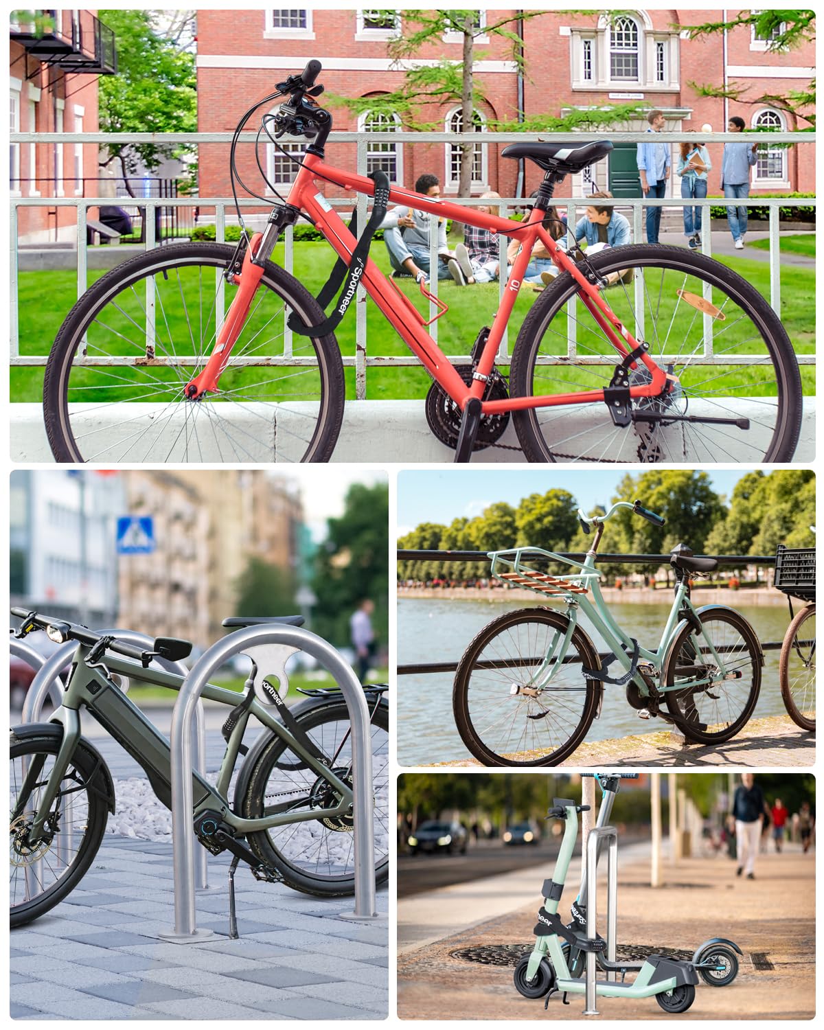 Sportneer Bike Lock: 5 Digit Combination High Security Anti Theft Bike Chain Lock - 5.9ft Heavy Duty Keyless Bicycle Lock for Bike Motorcycle Scooter Door & Gate - Easy to Use, Bike Accessories