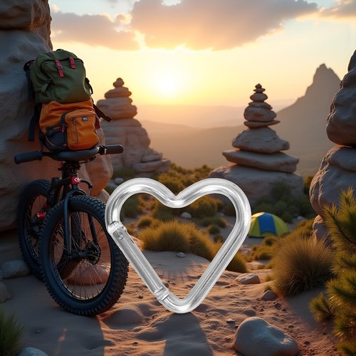 Heart Shaped Carabiner Clip Aluminum Alloy Keychain Clip Spring Hook Camping Backpack Clips Heavy Duty Carabiner Wristlet Keychain Keychain Clip,Accessory and Keychain Carabiners (Silver)