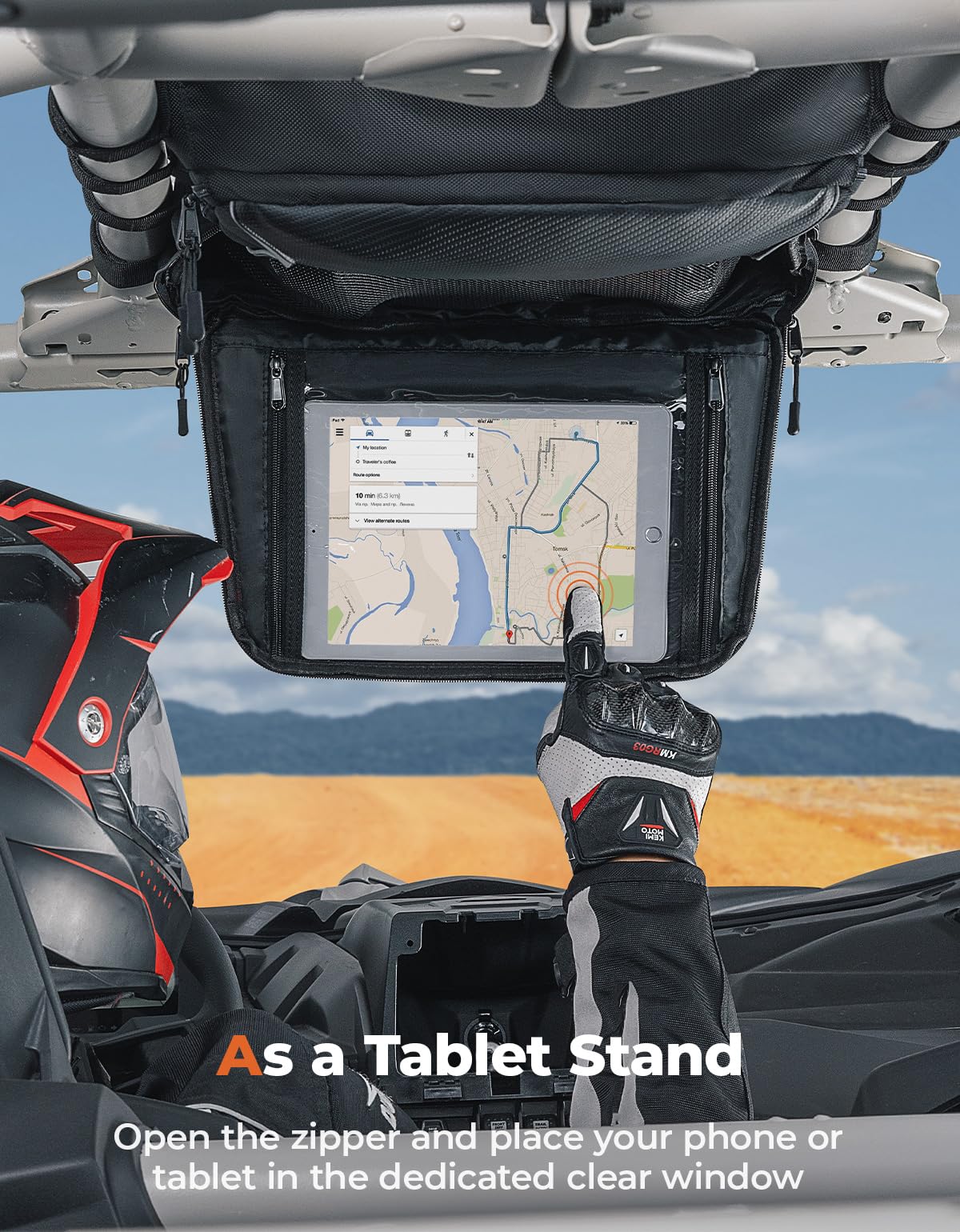KEMIMOTO X3 Roof Storage Bag, Electric Device Tablet Holder Overhead Bag Compatible with 2017-2025 Can-Am Maverick X3 Max RS DS Turbo R, Black
