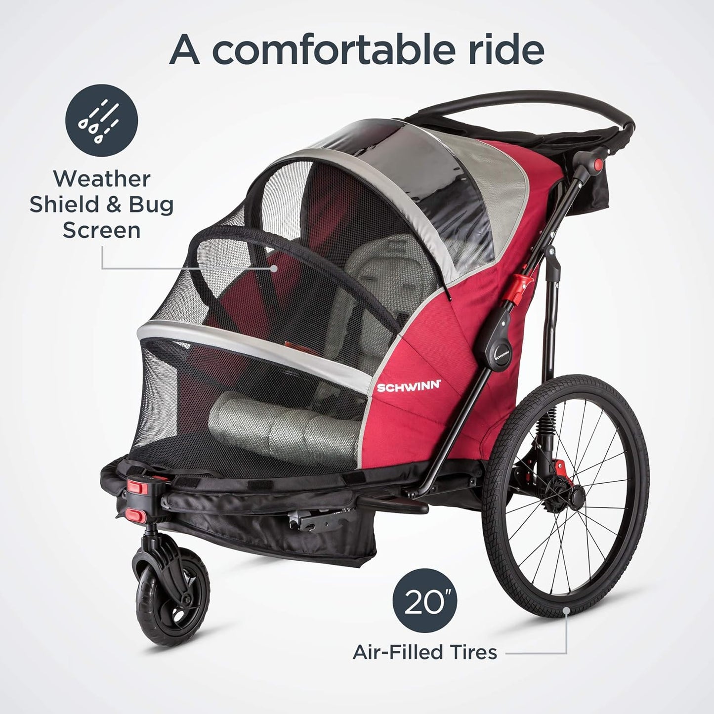 Schwinn Trailblazer Plus, Trailblazer, Joyrider or Echo Kids Bike Trailer, Single or Double Seat, Universal Coupler, Folding Frame, Quick-Release Wheels, Canopy, Schwinn Bike Trailer for Kids