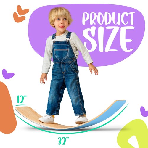 Ultimate Wooden Wobble Balance Board for Kids by bagacootha – Wooden Toddler Toys & Kids Rocker for Endless Play & Imagination | 32" Wobble Balance Board with Felt Base.