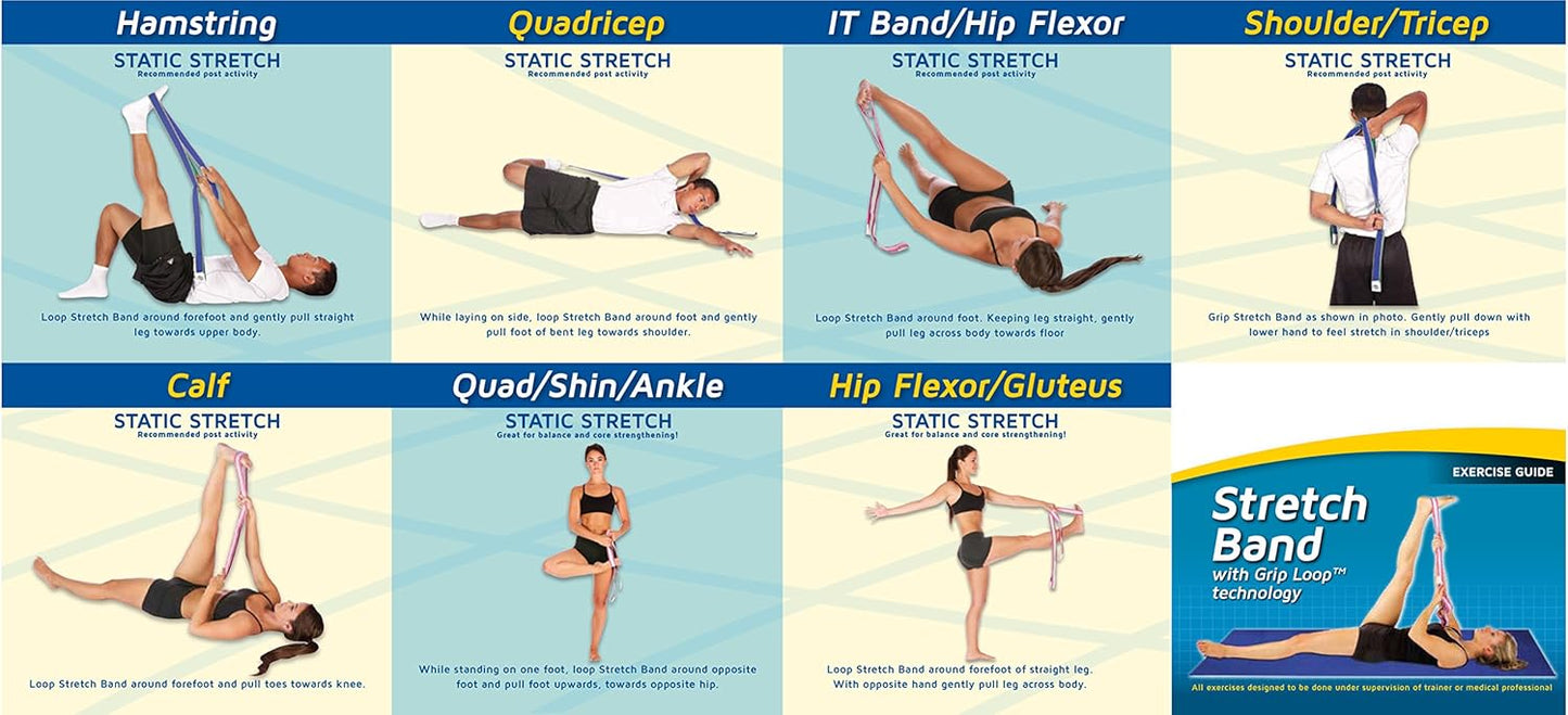 Pro-Tec Stretch Band, Pink, Strength Training, Resistance Bands, Latex, Toning, Shoulders, Back, Glutes, Core, Foot, Upper & Lower Legs, Easy to Use, Working Out, Static Stretching, Dynamic Exercises