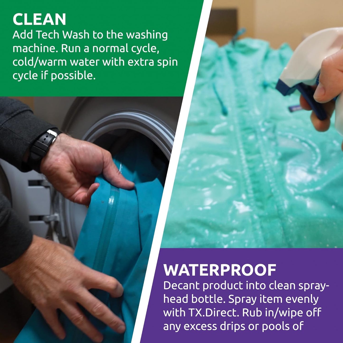 Nikwax TX.Direct Spray-On Waterproofing, 500ml, High Performance Waterproofing Renewal Treatment Restores DWR Water Repellency in Jackets, Outerwear, Rain, Ski and Snow Gear