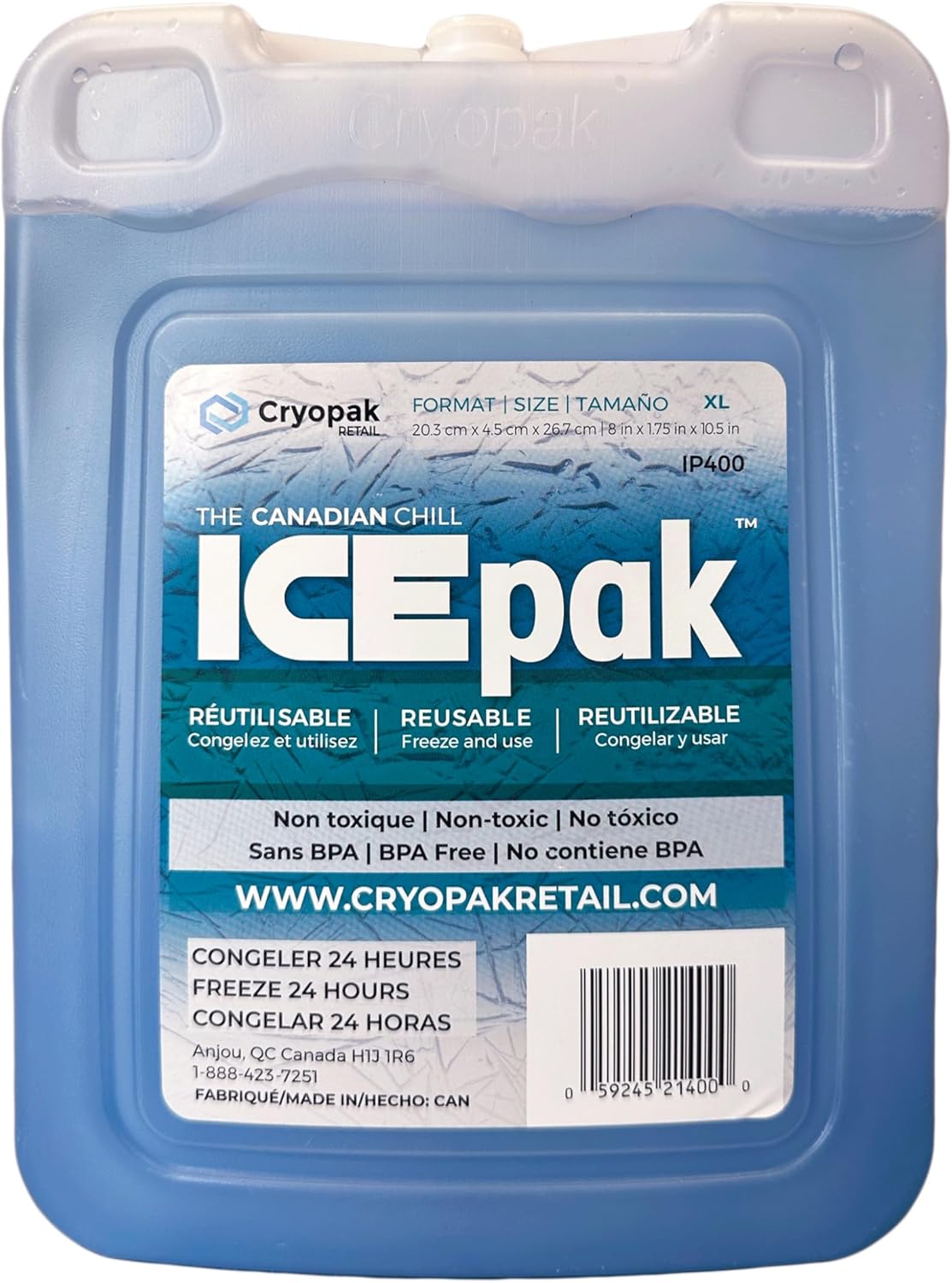 Cryopak ICEpak Large Hard Shell Reusable Ice Packs for Coolers and Lunch Box Use, Freezer Safe Gel Design, Professional Grade Cooling, Non-Toxic and BPA Free, Essential Travel Accessories, Large