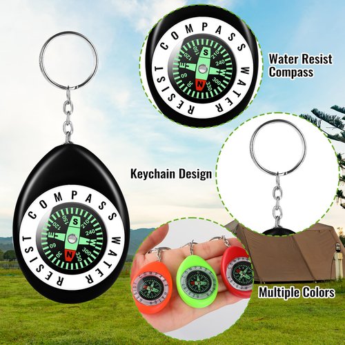 15Pcs Mini Keychain Compass, Colorful Survival for Kids, Pocket Mini Compass for Outdoor Hiking Camping Hunting Climbing