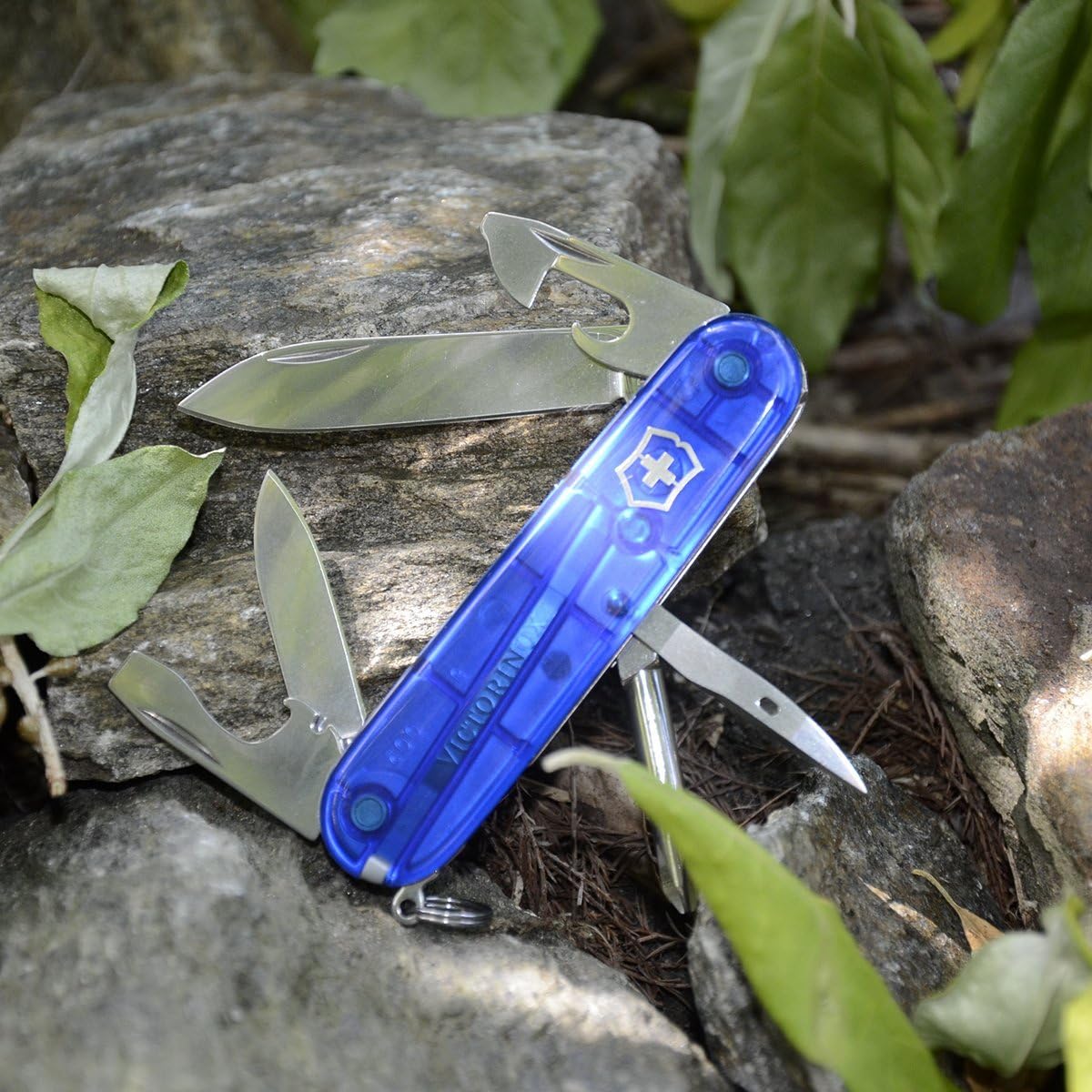 Victorinox Tinker Swiss Army Knife, 12 Function Swiss Made Pocket Knife with 2 Blades (Large and Small), Screwdriver and Wire Stripper - Sapphire
