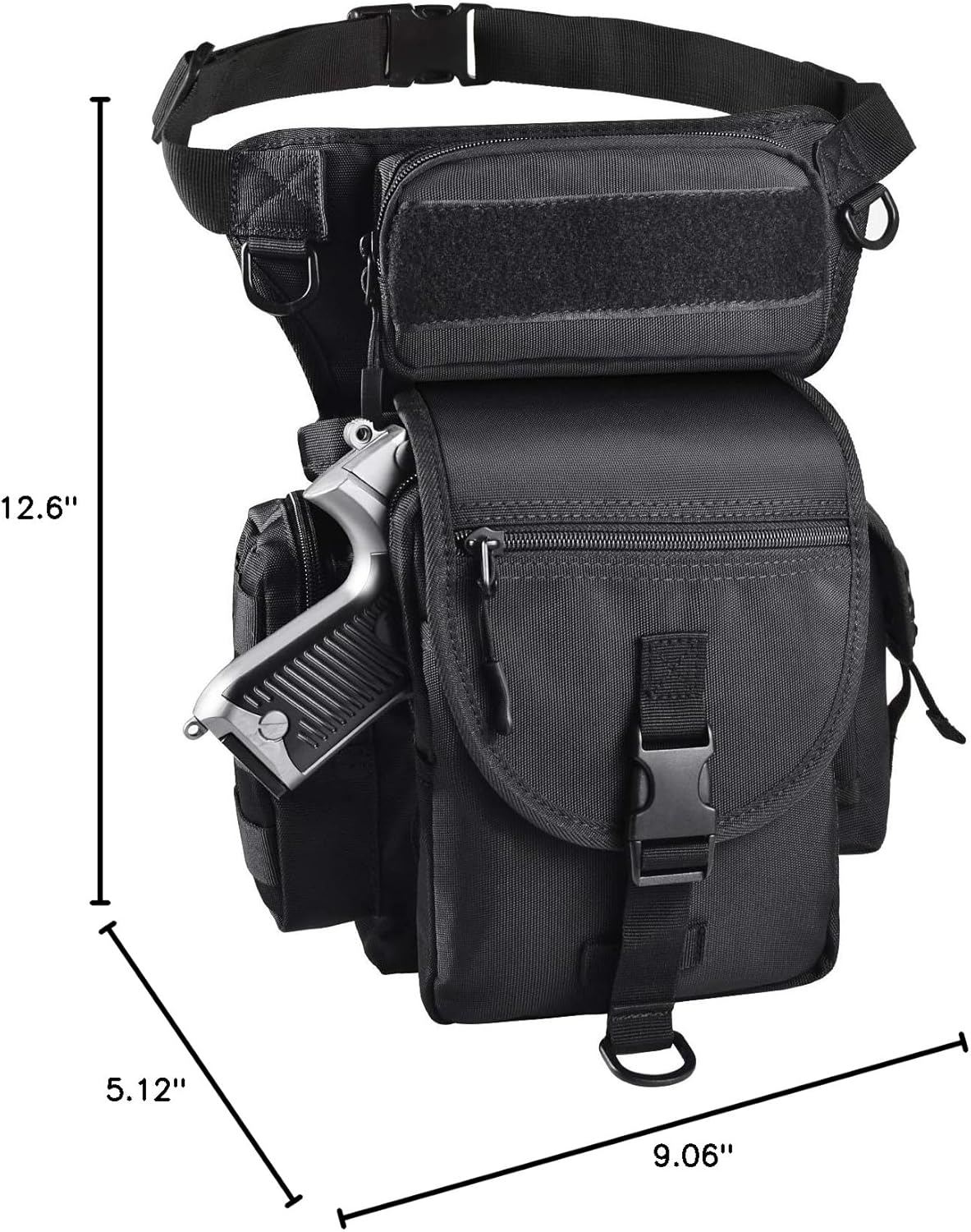 Tactical Drop Leg Bag with Pistol Holster - Leg Panel Thigh Leg Waist Bag Fanny Pack Multipurpose Carry Concealed Gun Ammo Pouch for Handgun Shooting Range Sport
