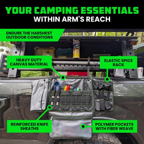 Rhino USA Camping Kitchen Organizer: Ultimate Overland Camp Accessory For Outdoor Cooking, Spice Rack, Utensil Storage and More!