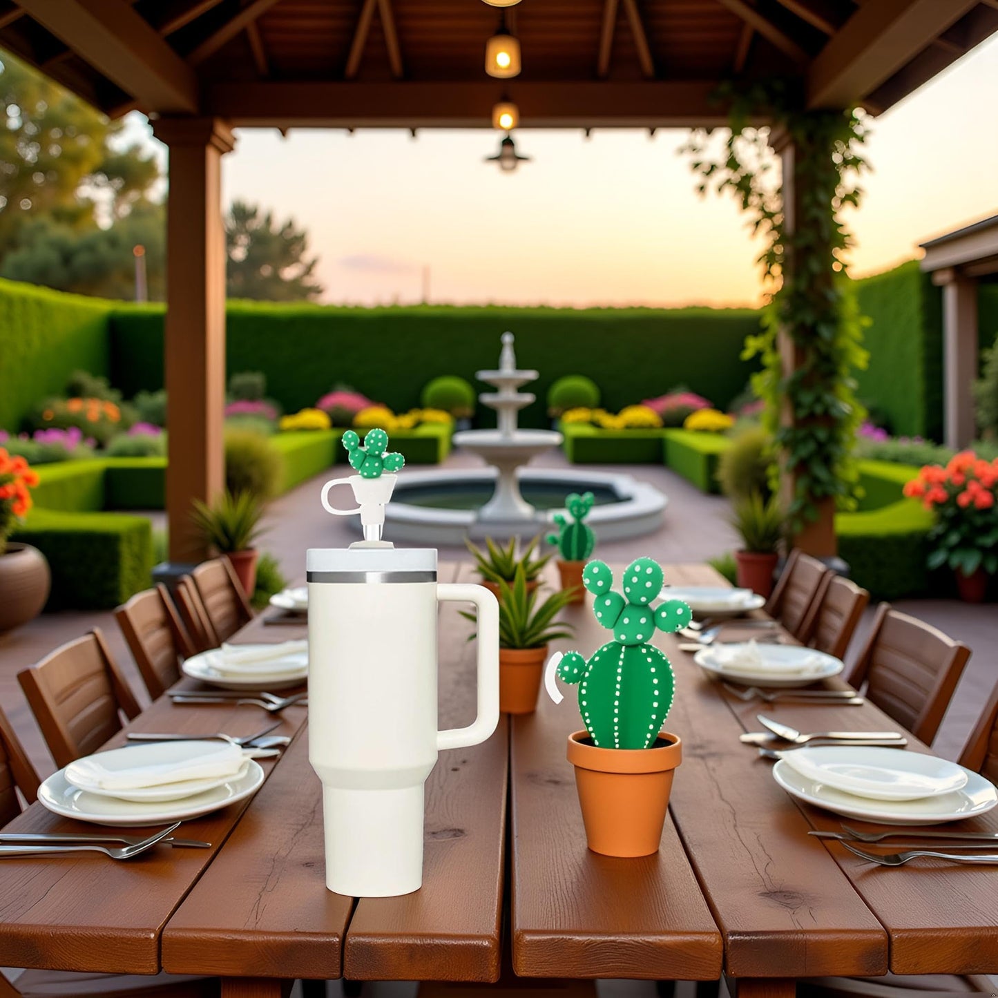 Green Cactus Straw Cover for Stanley 40&30 Oz Cup, 10mm Silicone Straw Covers Cap for Stanley Cup Accessories, Cute Topper for Tumblers, Cap Stopper for Reusable Tip Lids