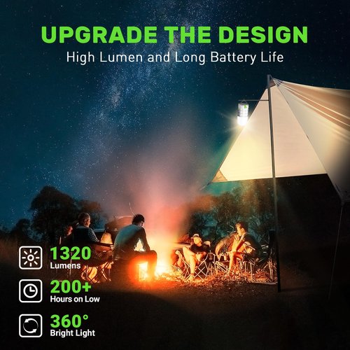 WONYO Rechargeable Lantern, 8000mAh 1320 LM Flashlight, 3 Light Modes & Stepless Dimmable, Emergency Camping/Home/Hiking/Power Outages (Warm Light)
