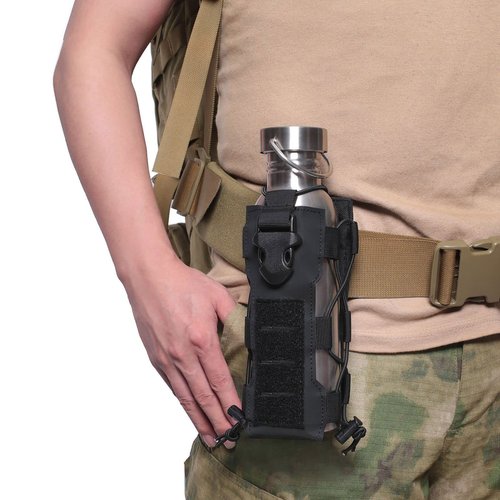 Tactical Molle Water Bottle Pouch, Adjustable Black Laser Cut Water Bottle Carrier Storage Bag for Backpack Belt, MOLLE Water Bottle Pouch Carrier, Tactical Water Bottle Holster