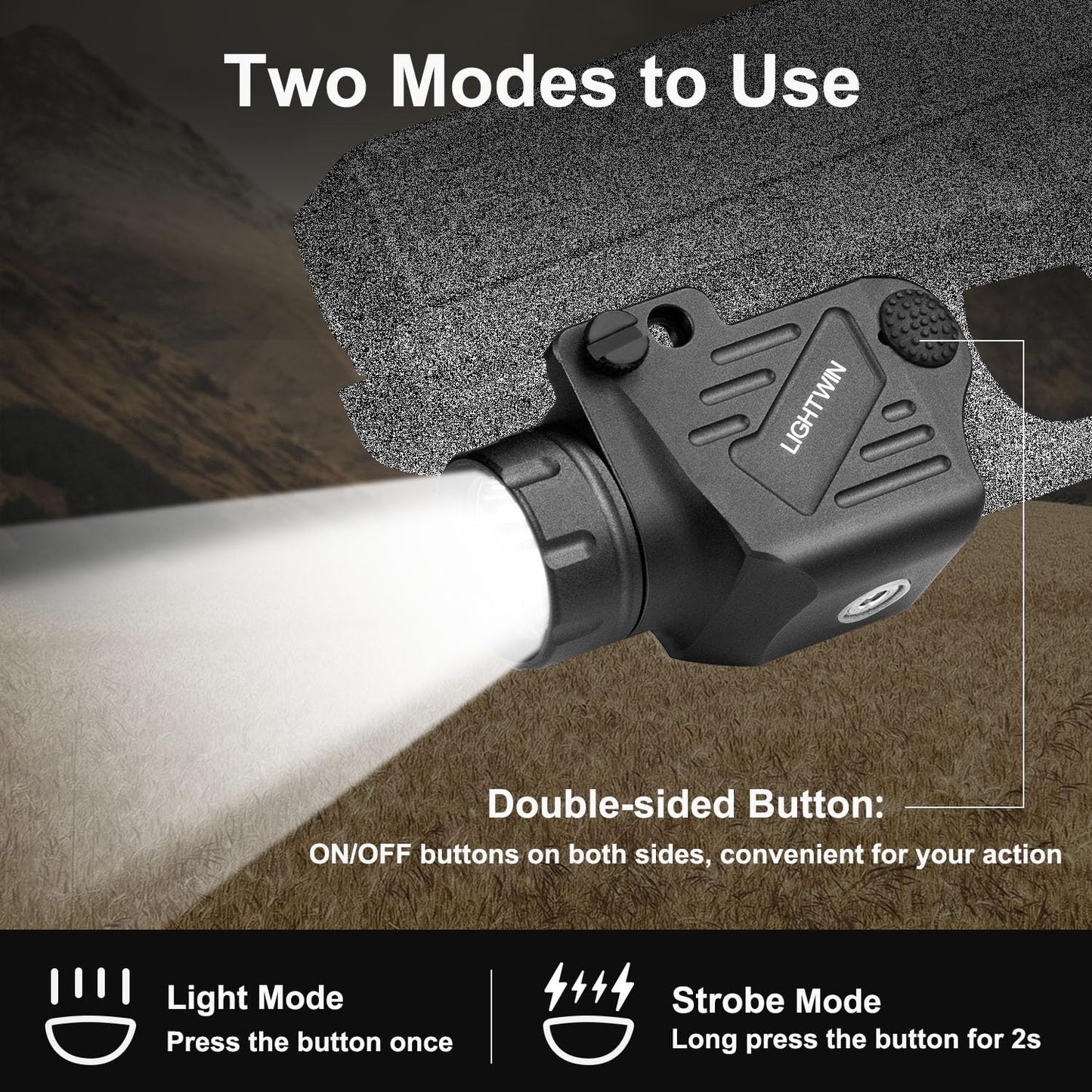 1200 Lumens Pistol Light Compact Weaponlight with Magnetic Charging Cable for Picatinny, Tactical Gun LED Flashlight with Strobe Function for Handgun Rifles, Glock
