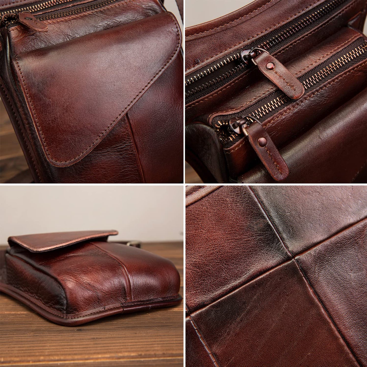Hiking Waist Pack Leather Drop Leg Bag for Women Men Motorcycle Bike Outdoor Travel Sports Tactical Riding Camping Belt Bum Pouch Small Shoulder Bag (#05Burgundy)