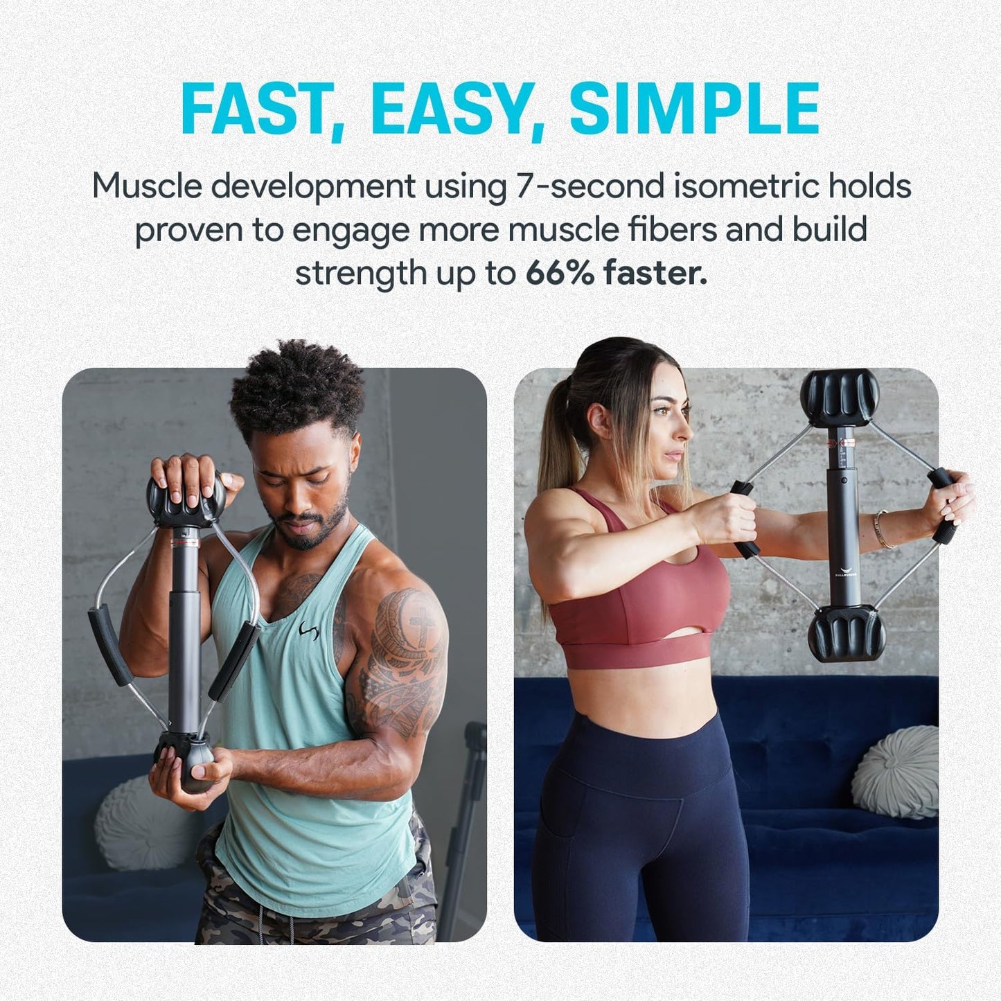 Bullworker Isometric Exercise Equipment - Steel Bow 20", Portable at Home Gym Equipment for Back, Shoulder, Chest, Biceps, Triceps, Abs, Arm Workout, All in One Exerciser for Men & Women, 0-130lbs
