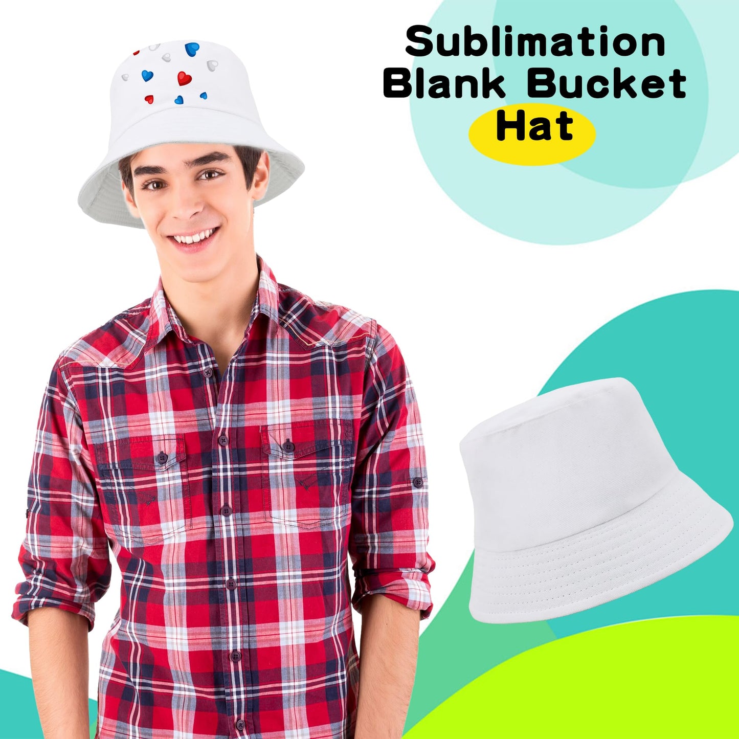12 Pack White Bucket Hats Bulk Cotton Sublimation Bucket Hat DIY Blank Bucket Hats Summer Sun Hat for Adult Beach Travel Fishing Outdoor Sports