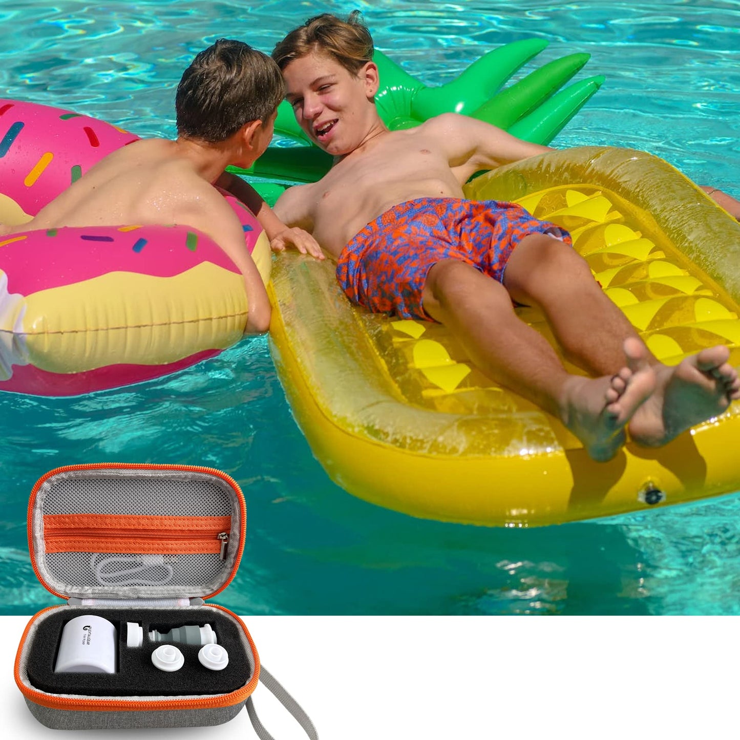 LeoTube Case Compatible with FLEXTAILGEAR Tiny Pump X Portable Air Pump, Storage Holder for 5Pcs Nozzle and Charging Cable (Case Only)